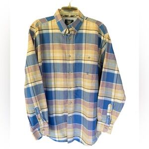 Wrangler Twenty X Long Sleeve Button Down Shirt Plaid Blue Yellow Size XL Men’s
